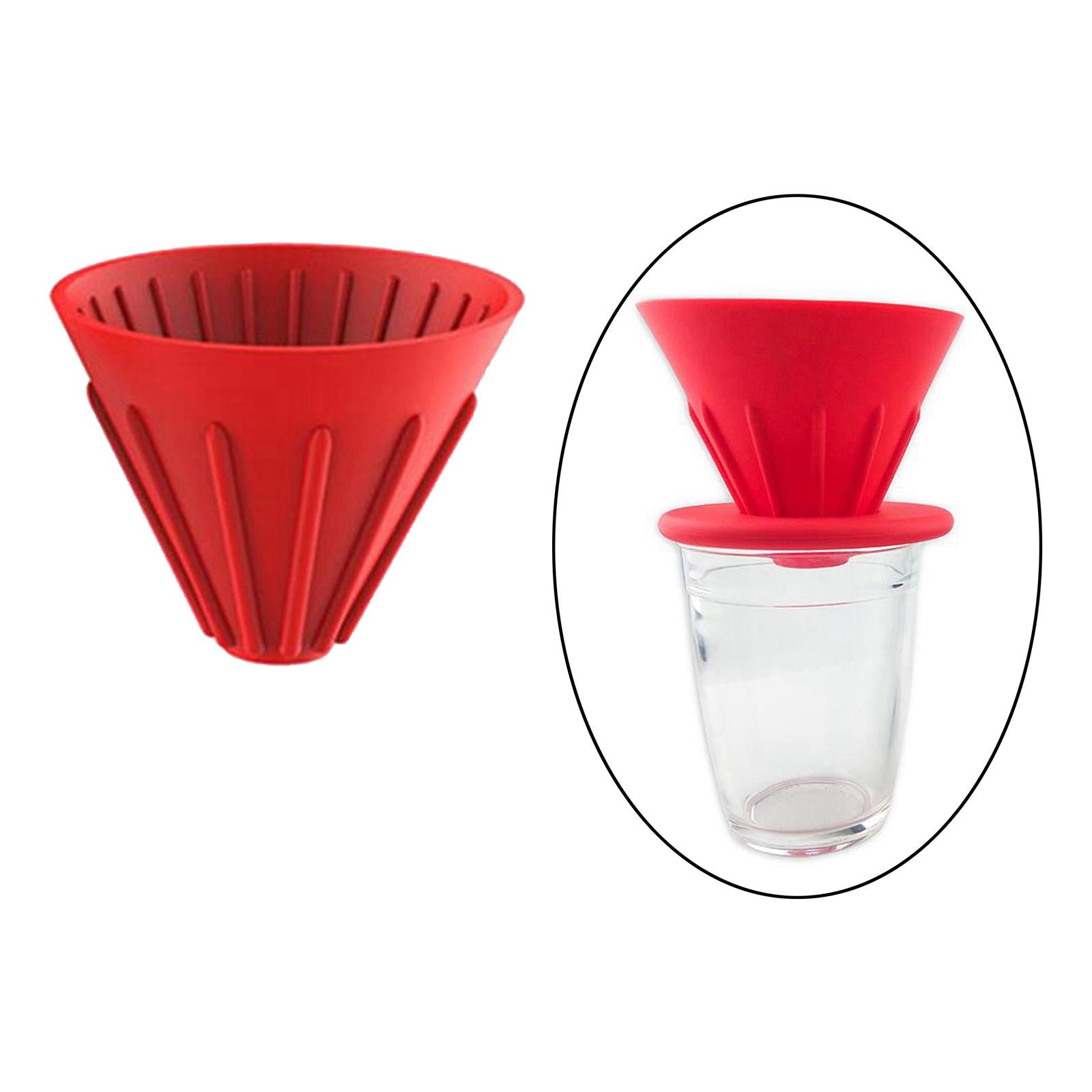 Silicone Coffee Dripper Cone for Home Office Camping RV Red