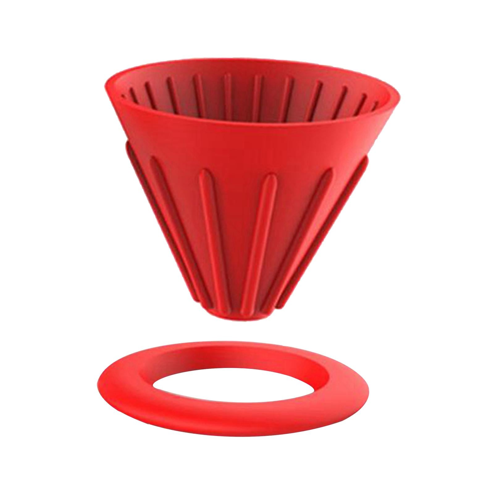 Silicone Coffee Dripper Cone for Home Office Camping RV Red with Ring