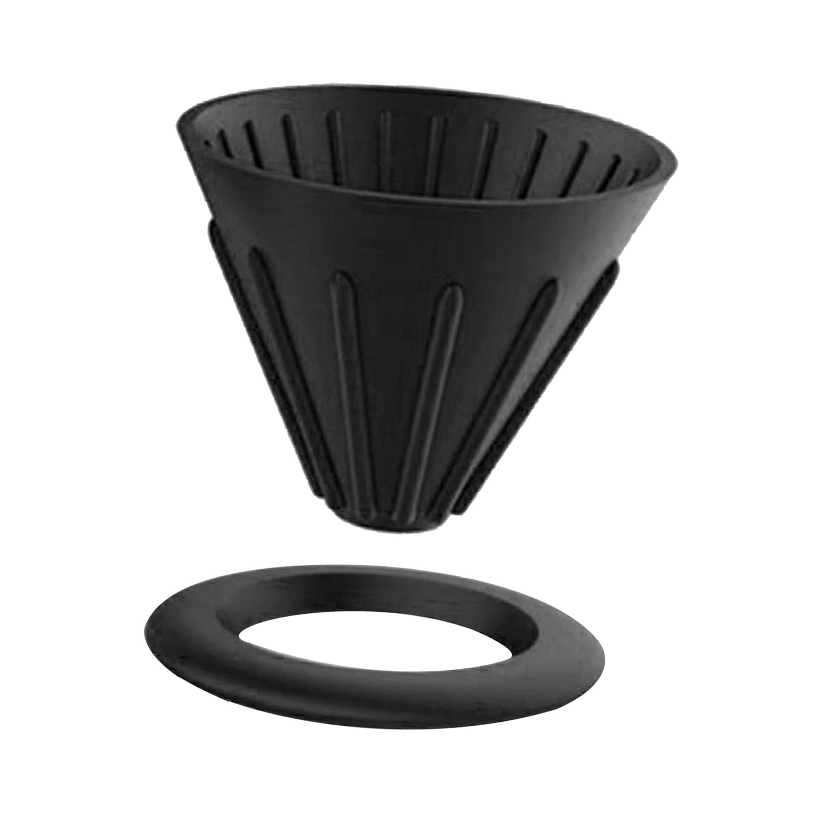 Silicone Coffee Dripper Cone for Home Office Camping RV Black with Ring