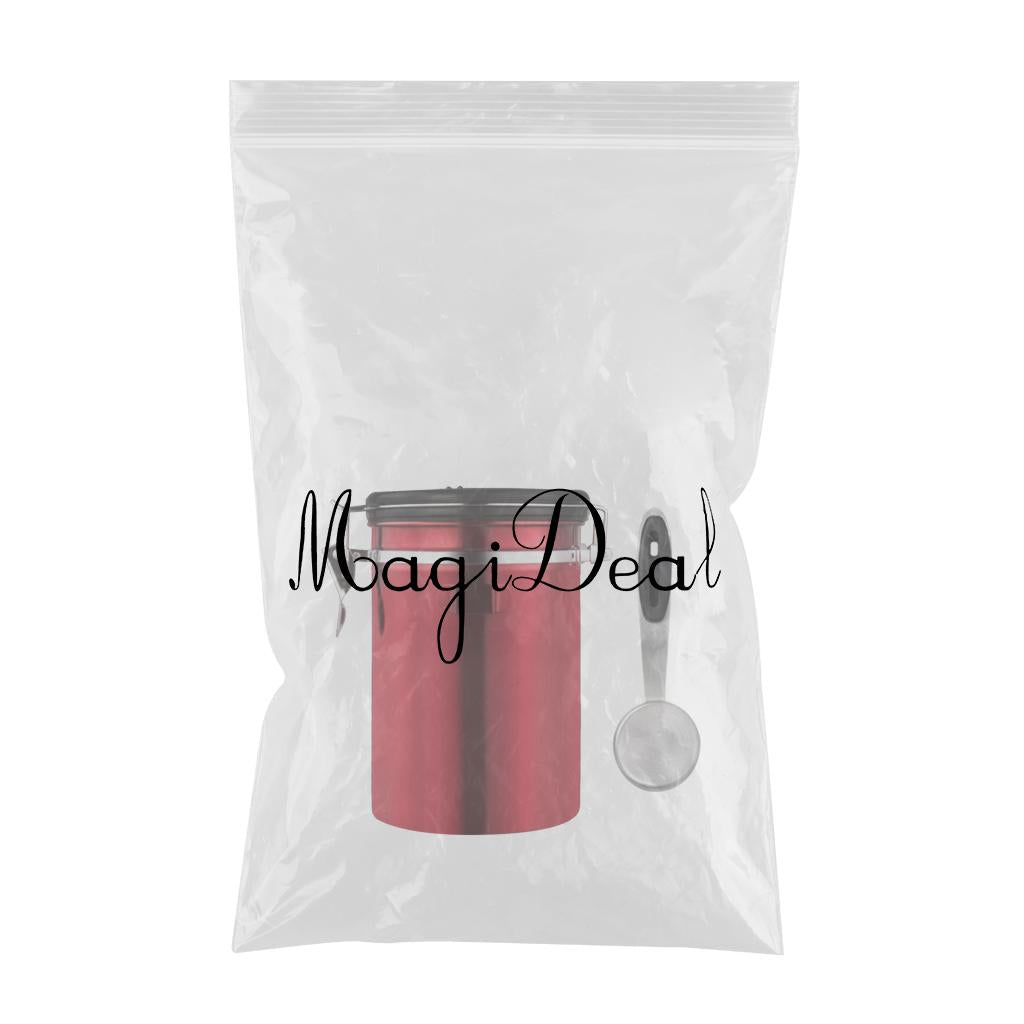 Stainless Steel Coffee Canister Food Container with Spoon 1800ml Red