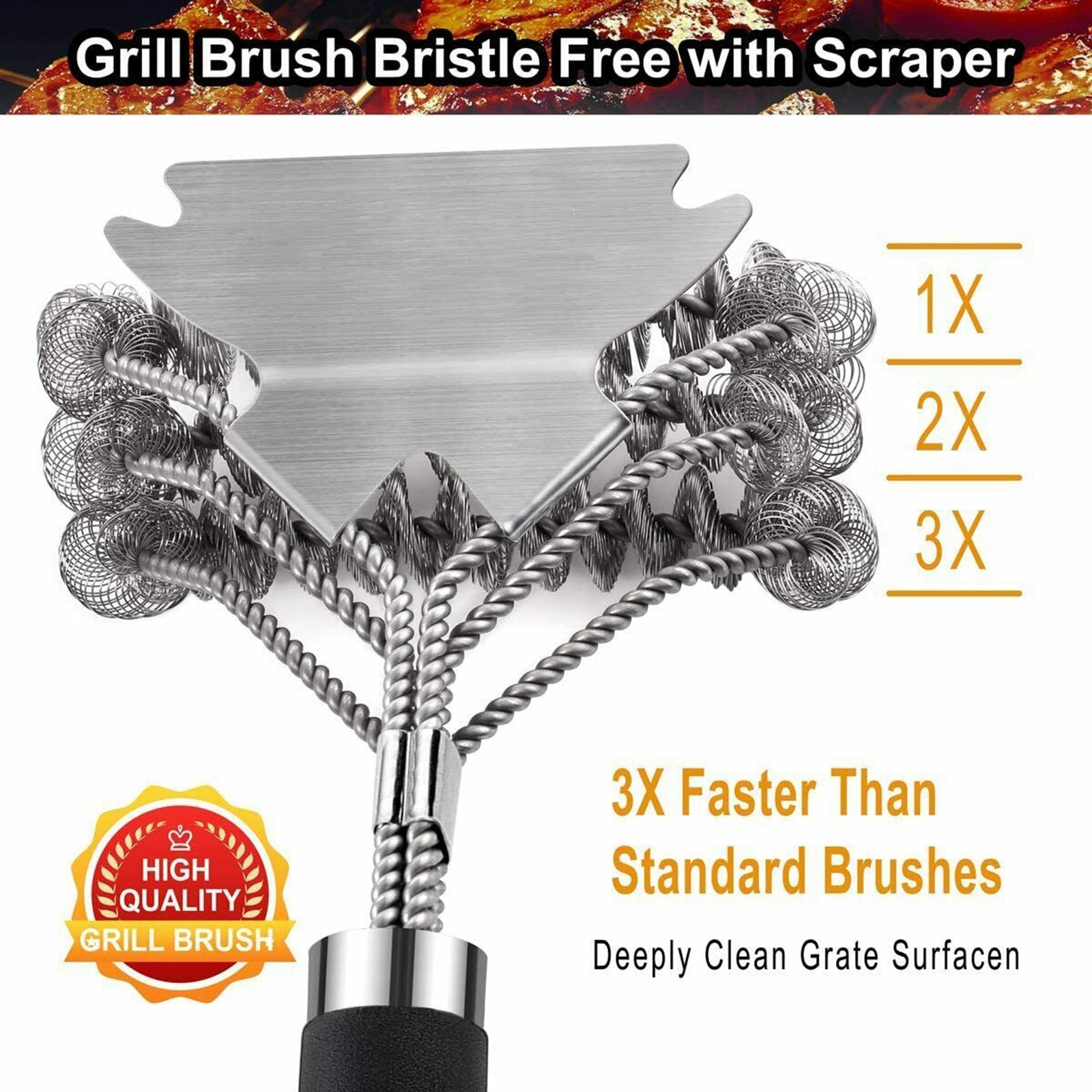 Remover Grill Brush BBQ Charcoal Oven Cleaning Scraper Remove Grease Grime
