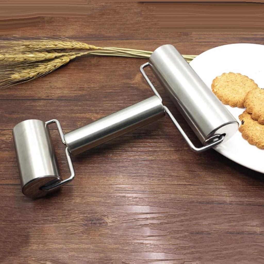 Pizza Pastry Baking Dough Roller Rolling Pin Stainless Steel Dual Roller