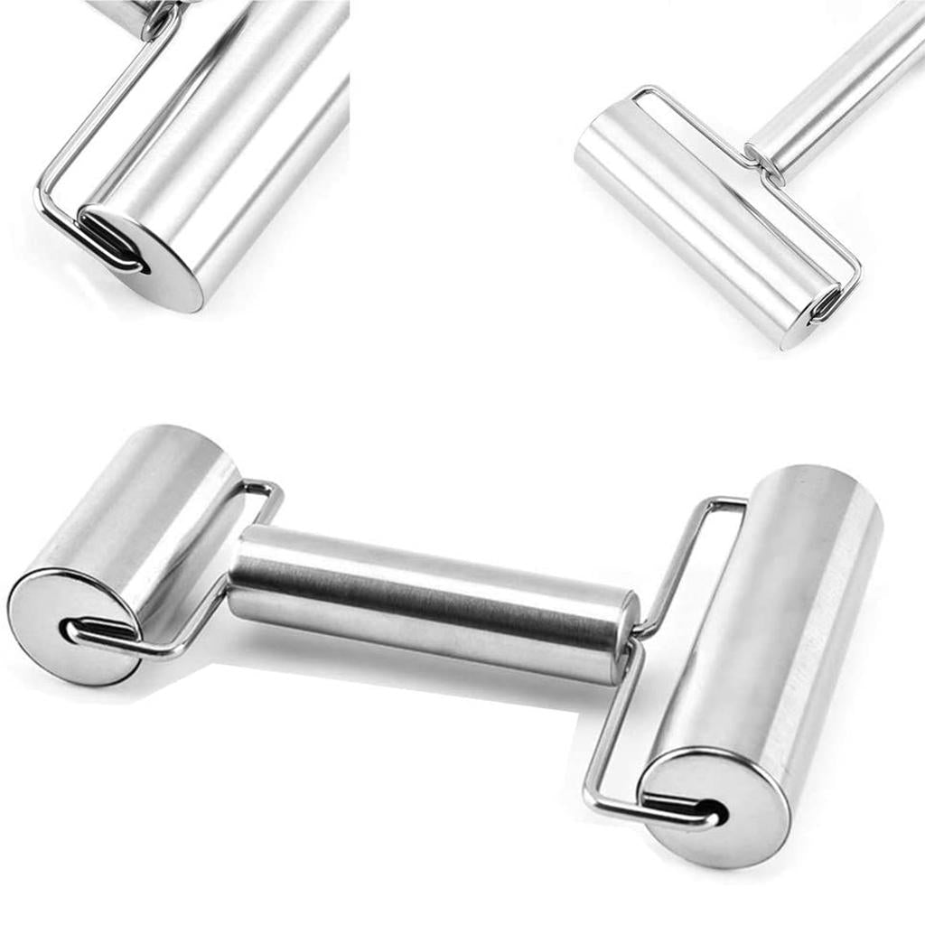Pizza Pastry Baking Dough Roller Rolling Pin Stainless Steel Dual Roller