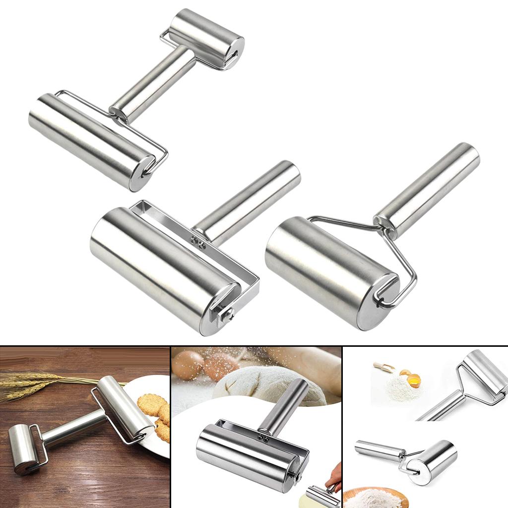Pizza Pastry Baking Dough Roller Rolling Pin Stainless Steel Dual Roller