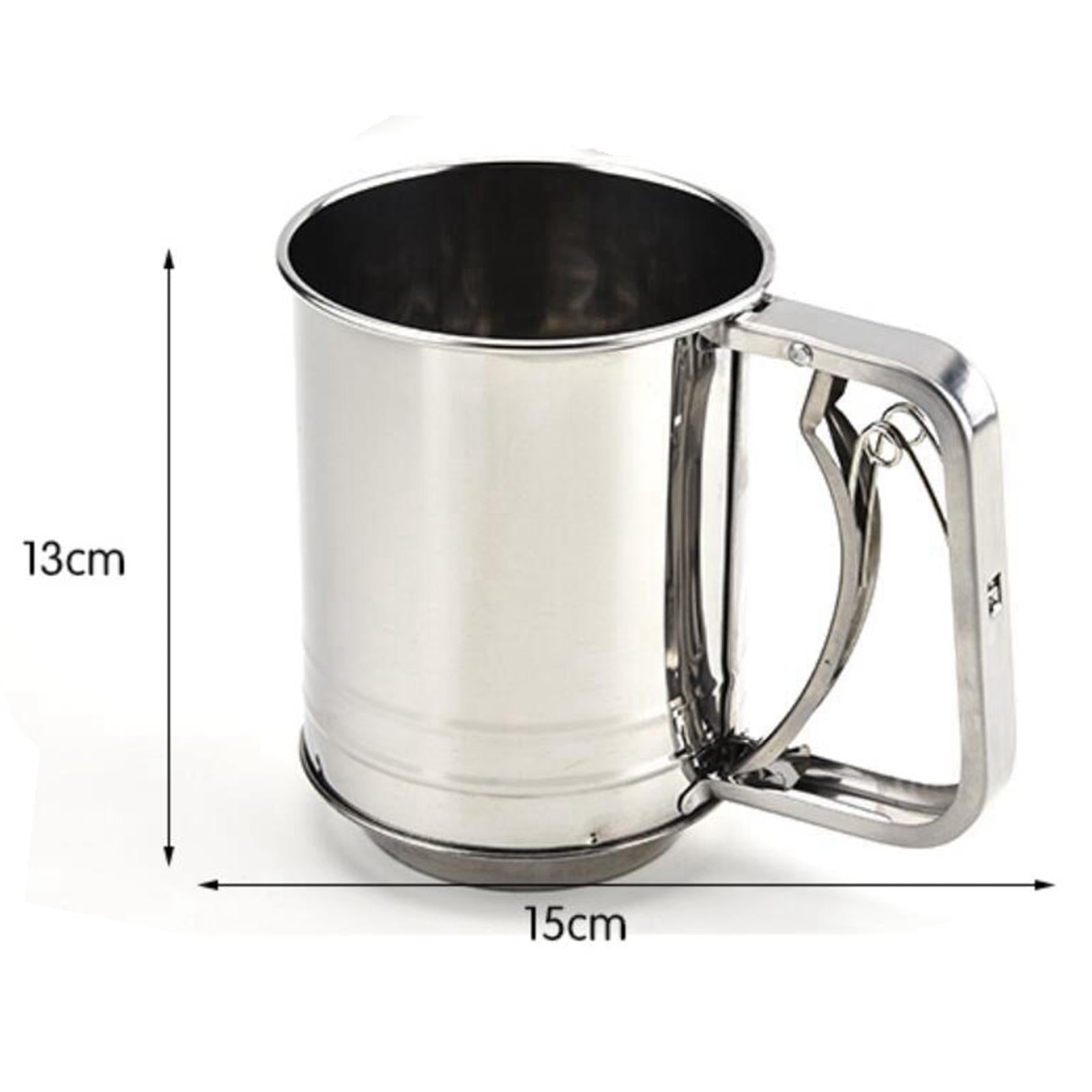 Flour Sifter Hand Crank Shaker with Handle Mesh Sieves Double Layer