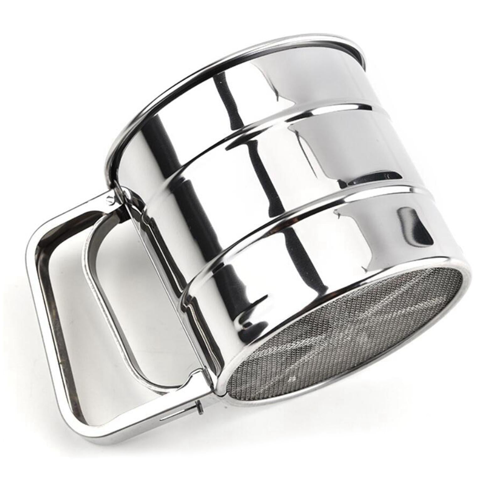 Flour Sifter Hand Crank Shaker with Handle Mesh Sieves Single Layer
