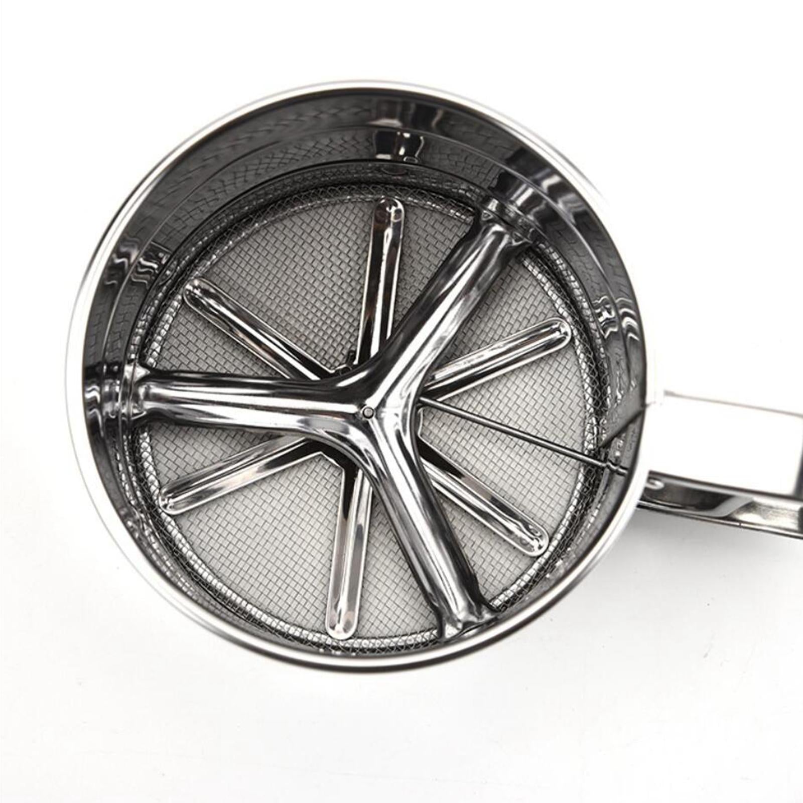 Flour Sifter Hand Crank Shaker with Handle Mesh Sieves Single Layer
