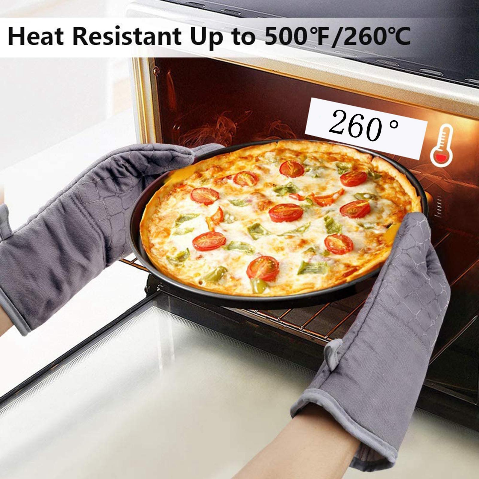 Oven Gloves Heat Resistant Grill BBQ Gloves Non Slip Oven Mitts Gray