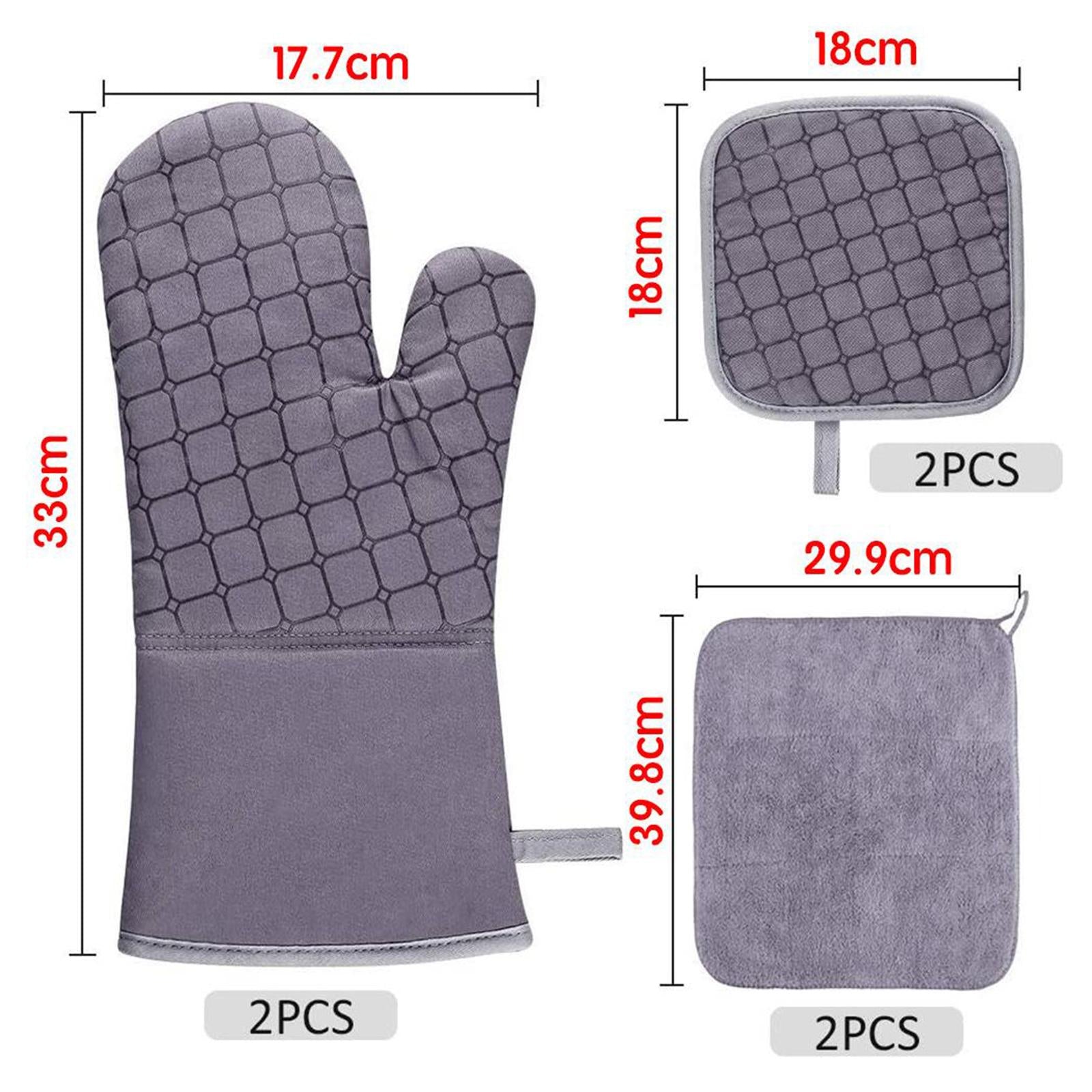 Oven Gloves Heat Resistant Grill BBQ Gloves Non Slip Oven Mitts Gray