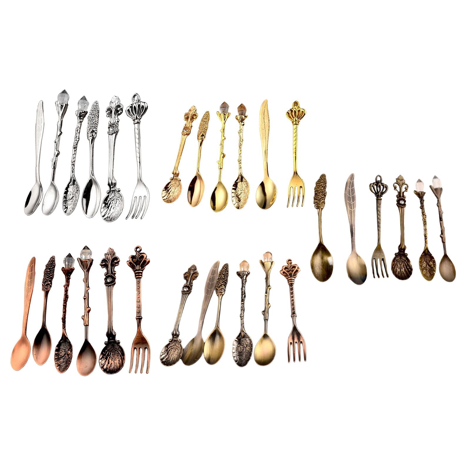 Spoon and Fork Set Spoon Decorative Dessert Spoons Coffee Spoons Golden