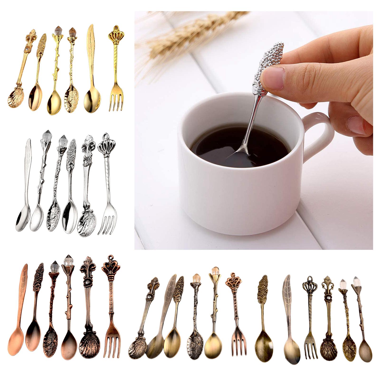 Spoon and Fork Set Spoon Decorative Dessert Spoons Coffee Spoons Golden