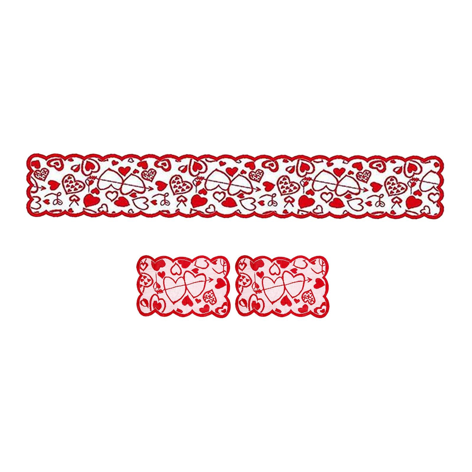 Love Table Runner Red Heart Print Decoration Table Placemat Table Runner