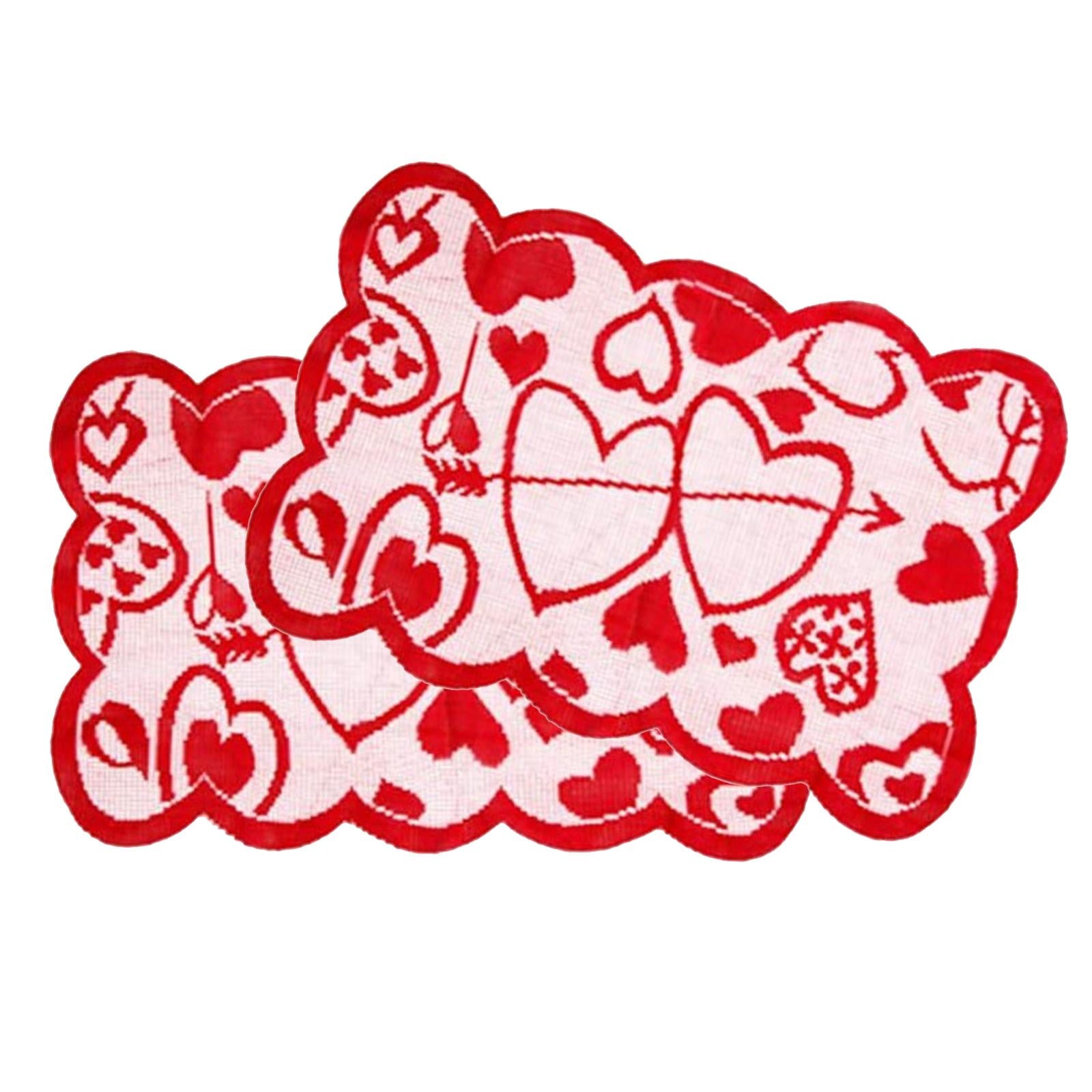 Love Table Runner Red Heart Print Decoration Table Placemat Placemats