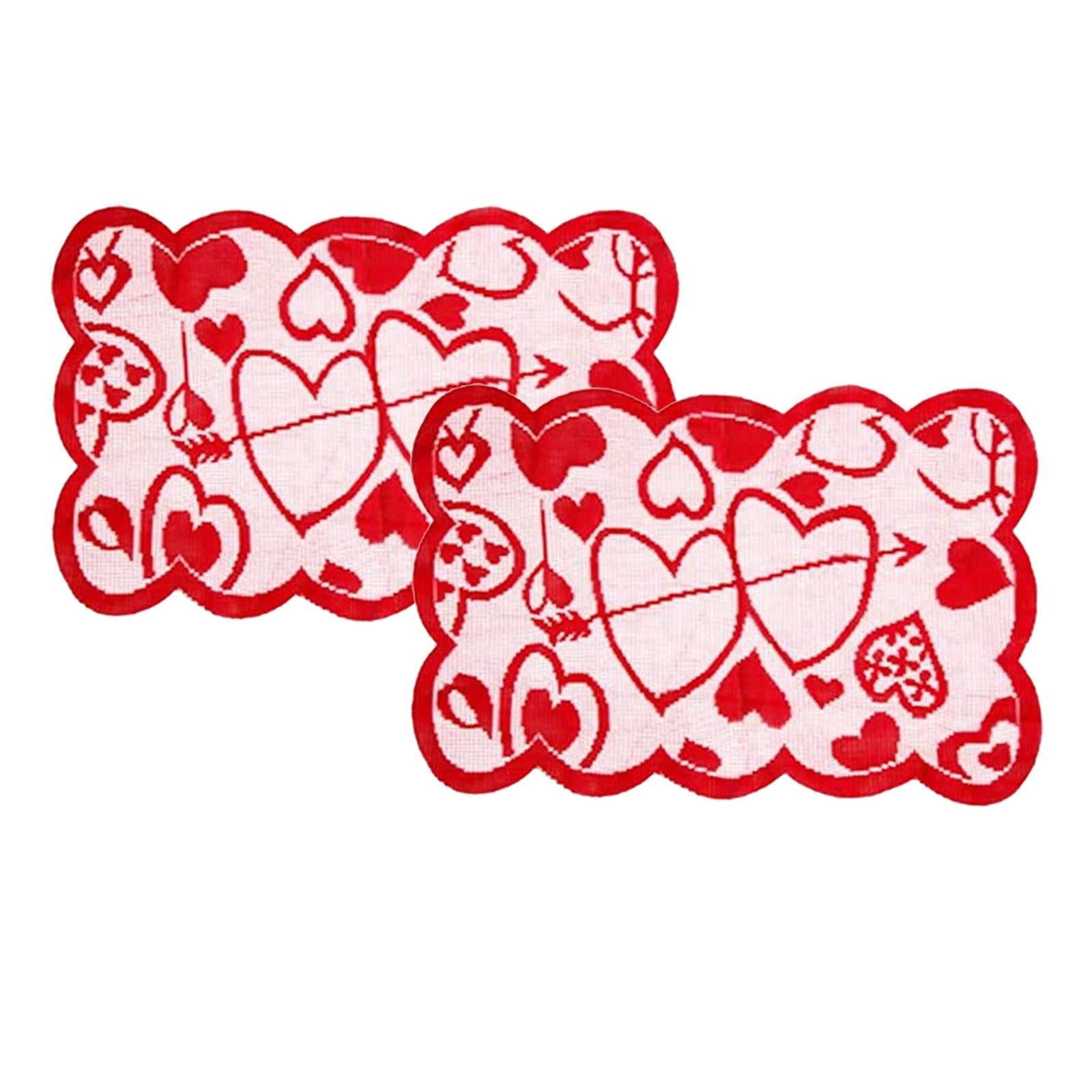 Love Table Runner Red Heart Print Decoration Table Placemat Placemats