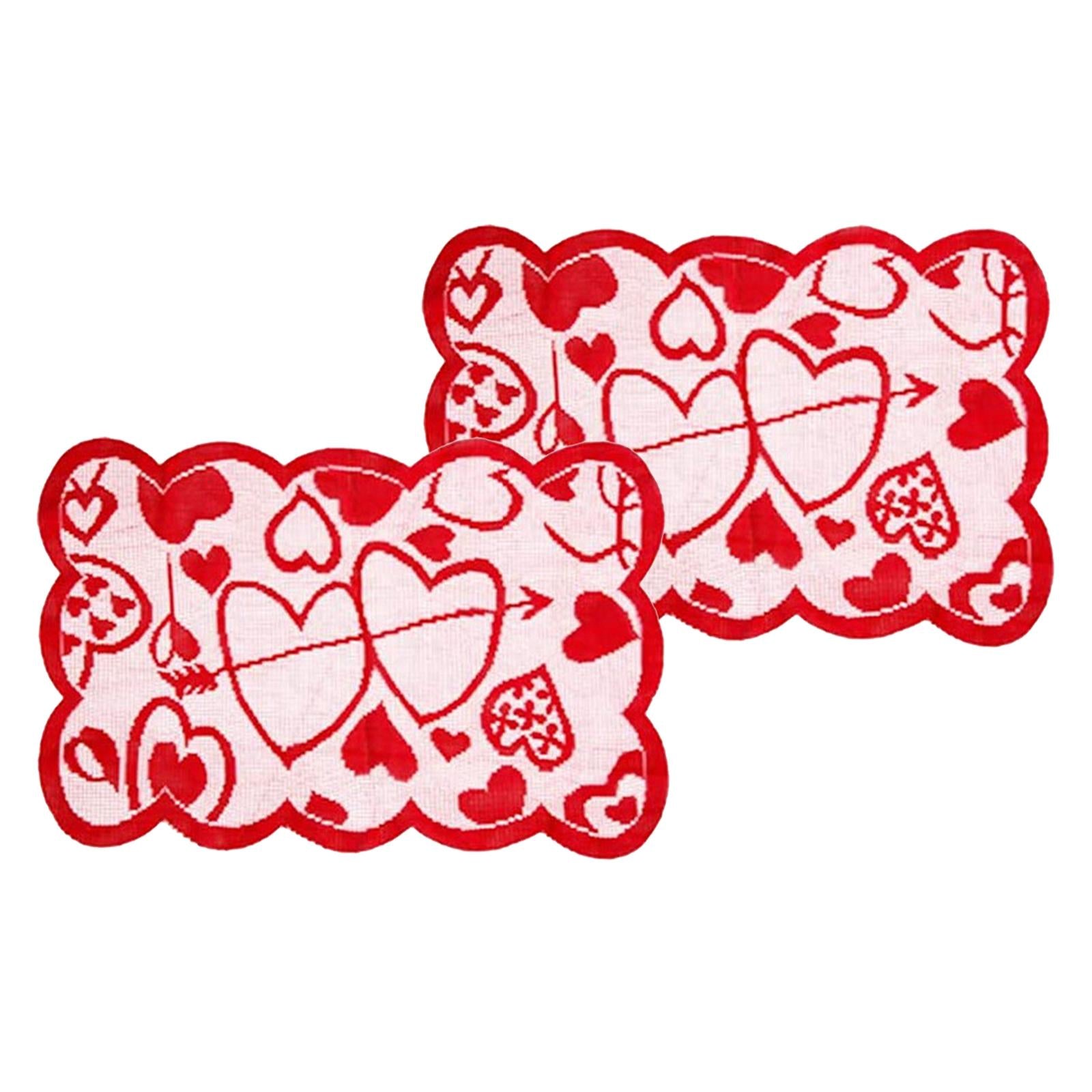Love Table Runner Red Heart Print Decoration Table Placemat Placemats