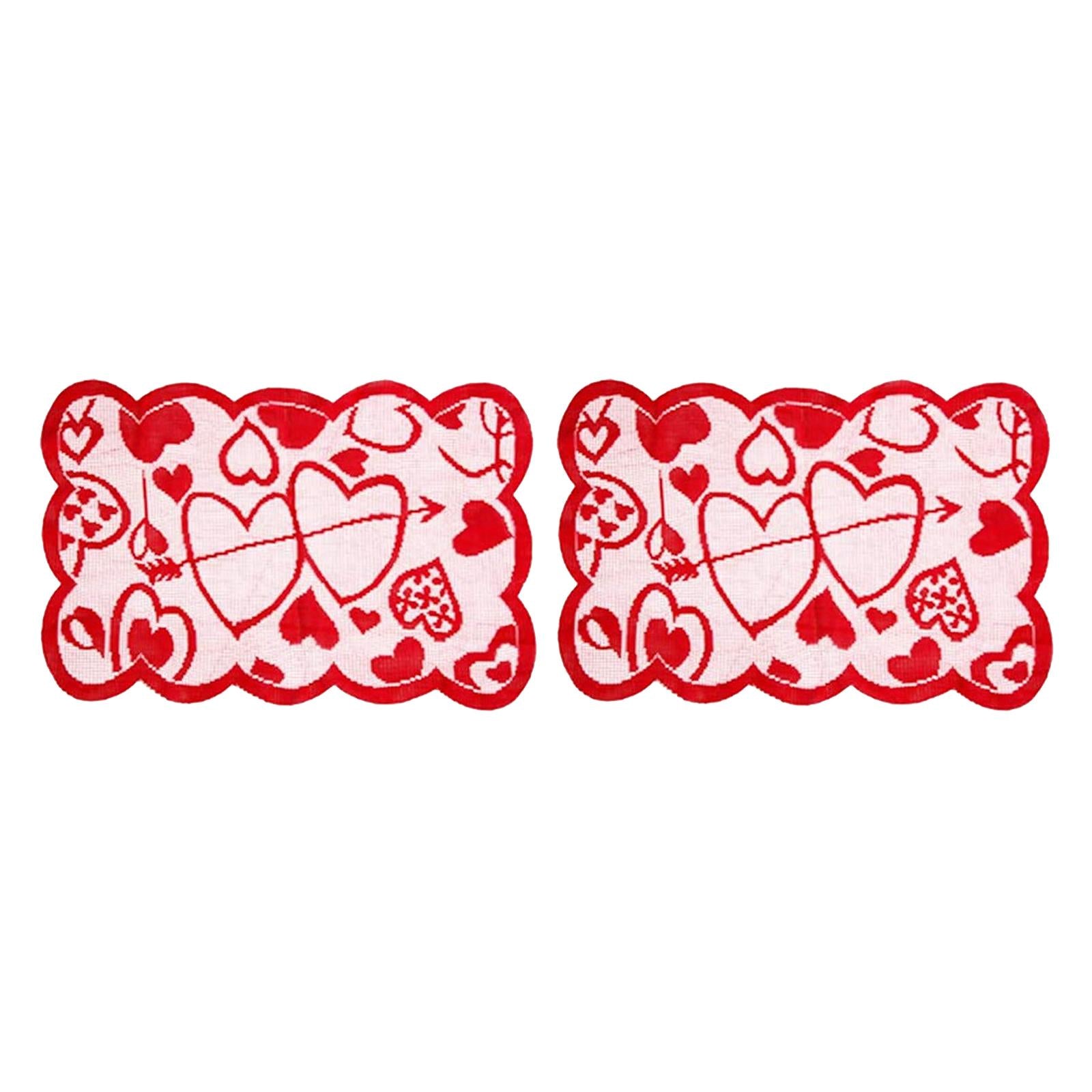 Love Table Runner Red Heart Print Decoration Table Placemat Placemats