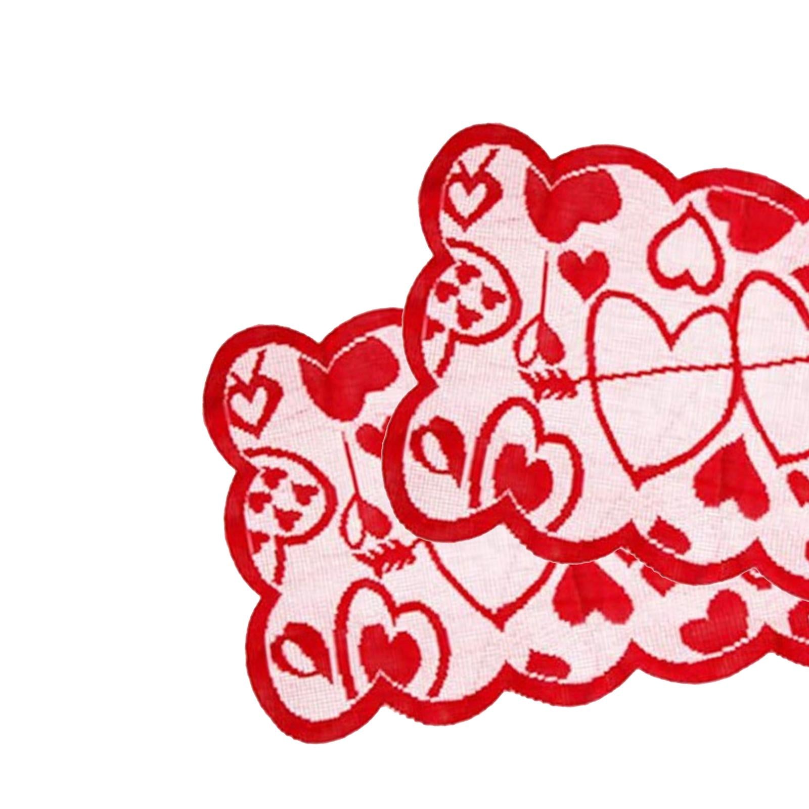 Love Table Runner Red Heart Print Decoration Table Placemat Placemats