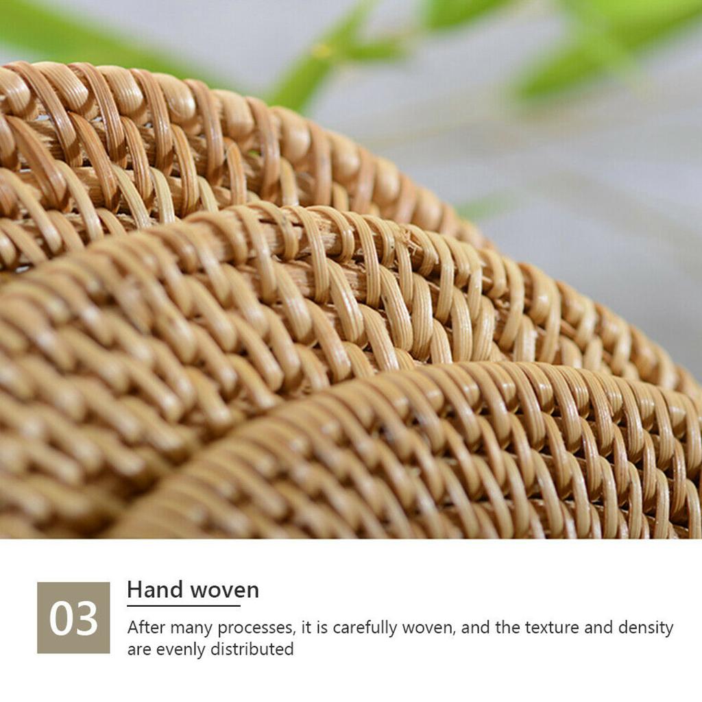 Heat Insulation Round Coaster Hand Woven Rattan Placemat Tableware Mat 8cm