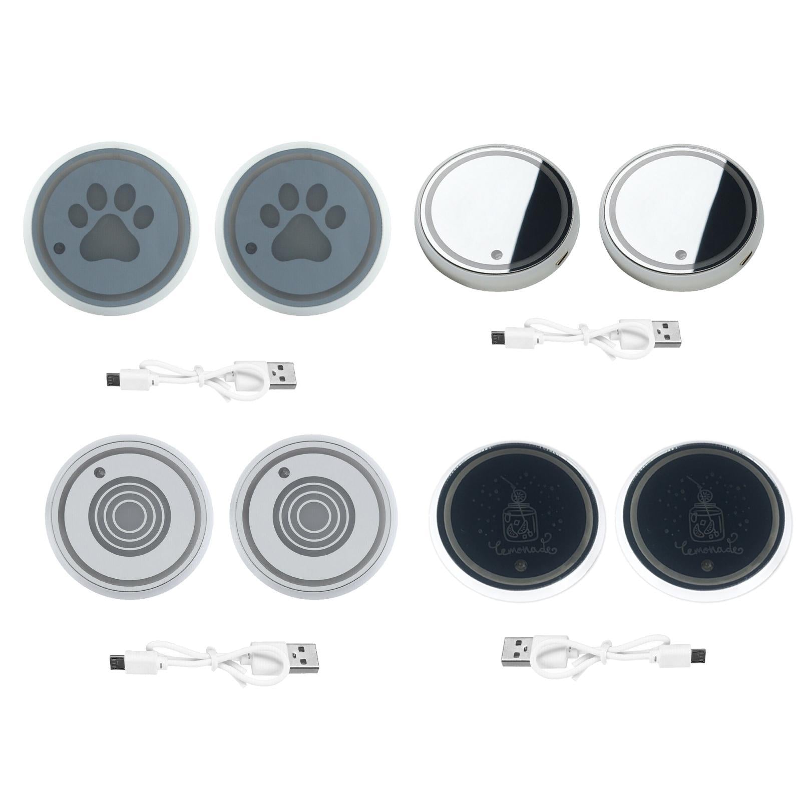 2Pcs Car Logo LED Cup Pad Holder Light USB Charging Mat Luminescent Cup Pads Style 01