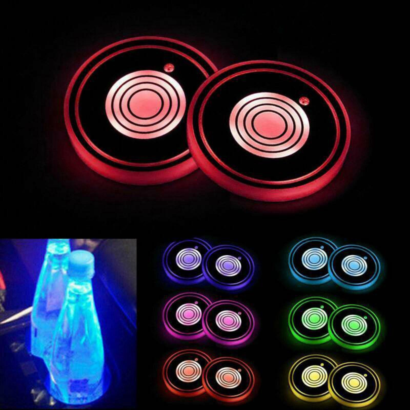 2Pcs Car Logo LED Cup Pad Holder Light USB Charging Mat Luminescent Cup Pads Style 02