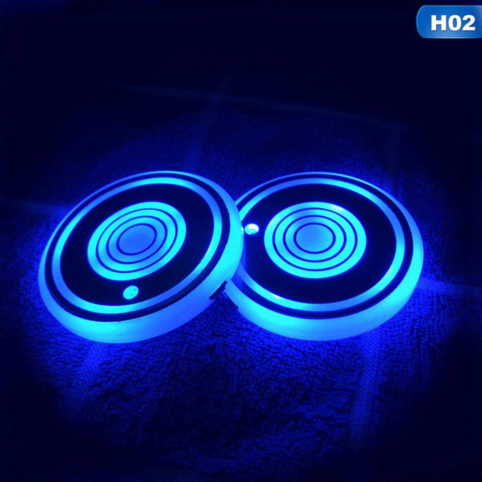 2Pcs Car Logo LED Cup Pad Holder Light USB Charging Mat Luminescent Cup Pads Style 02