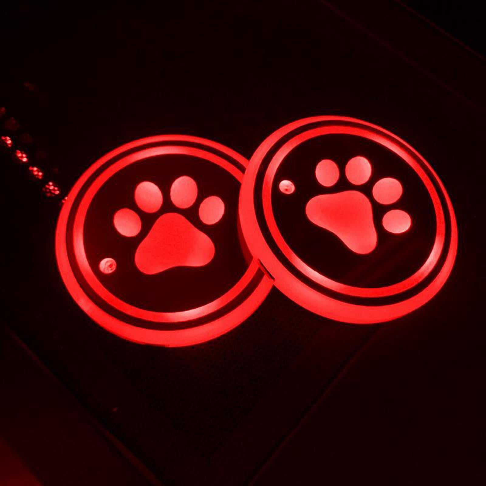 2Pcs Car Logo LED Cup Pad Holder Light USB Charging Mat Luminescent Cup Pads Style 03