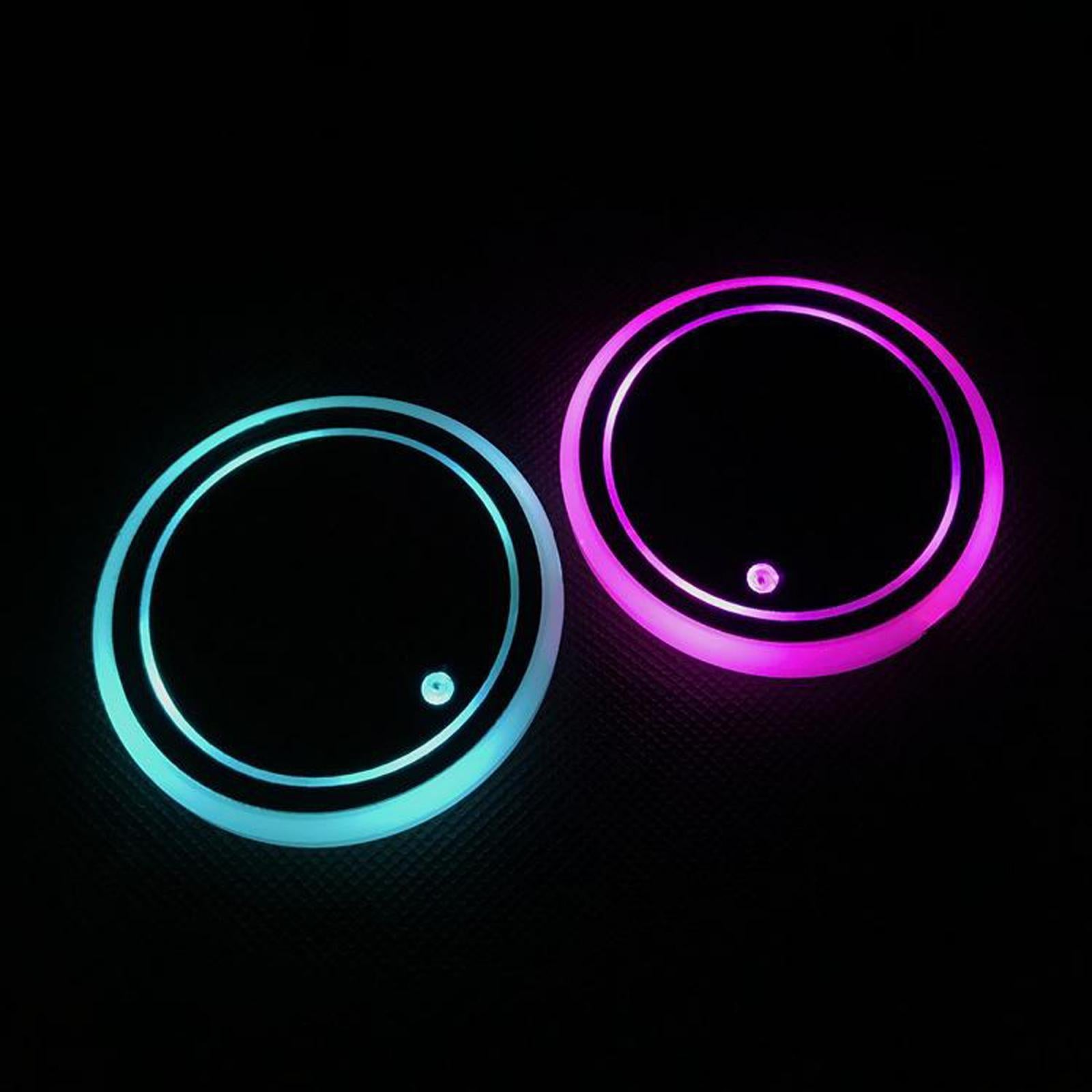 2Pcs Car Logo LED Cup Pad Holder Light USB Charging Mat Luminescent Cup Pads Style 04