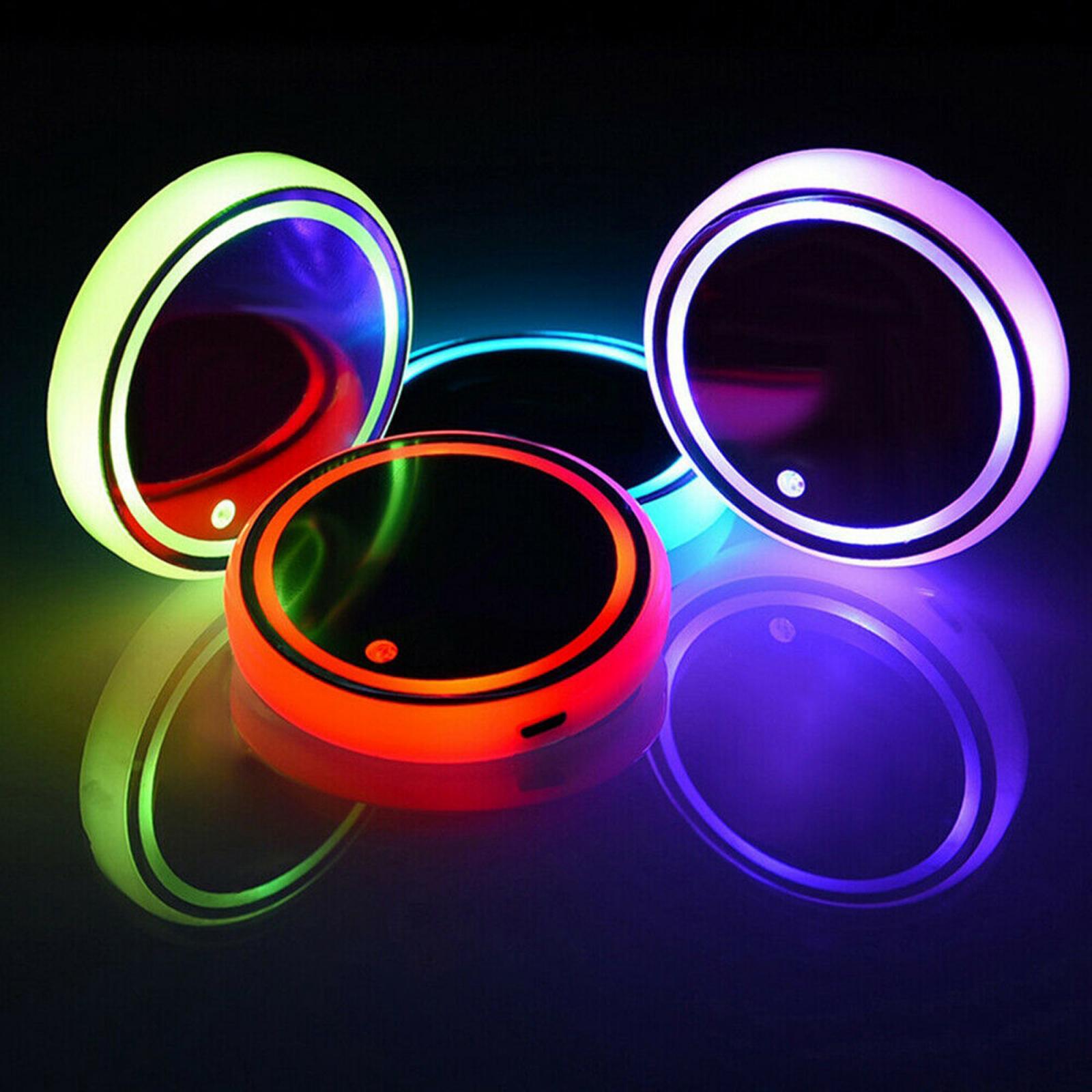 2Pcs Car Logo LED Cup Pad Holder Light USB Charging Mat Luminescent Cup Pads Style 04