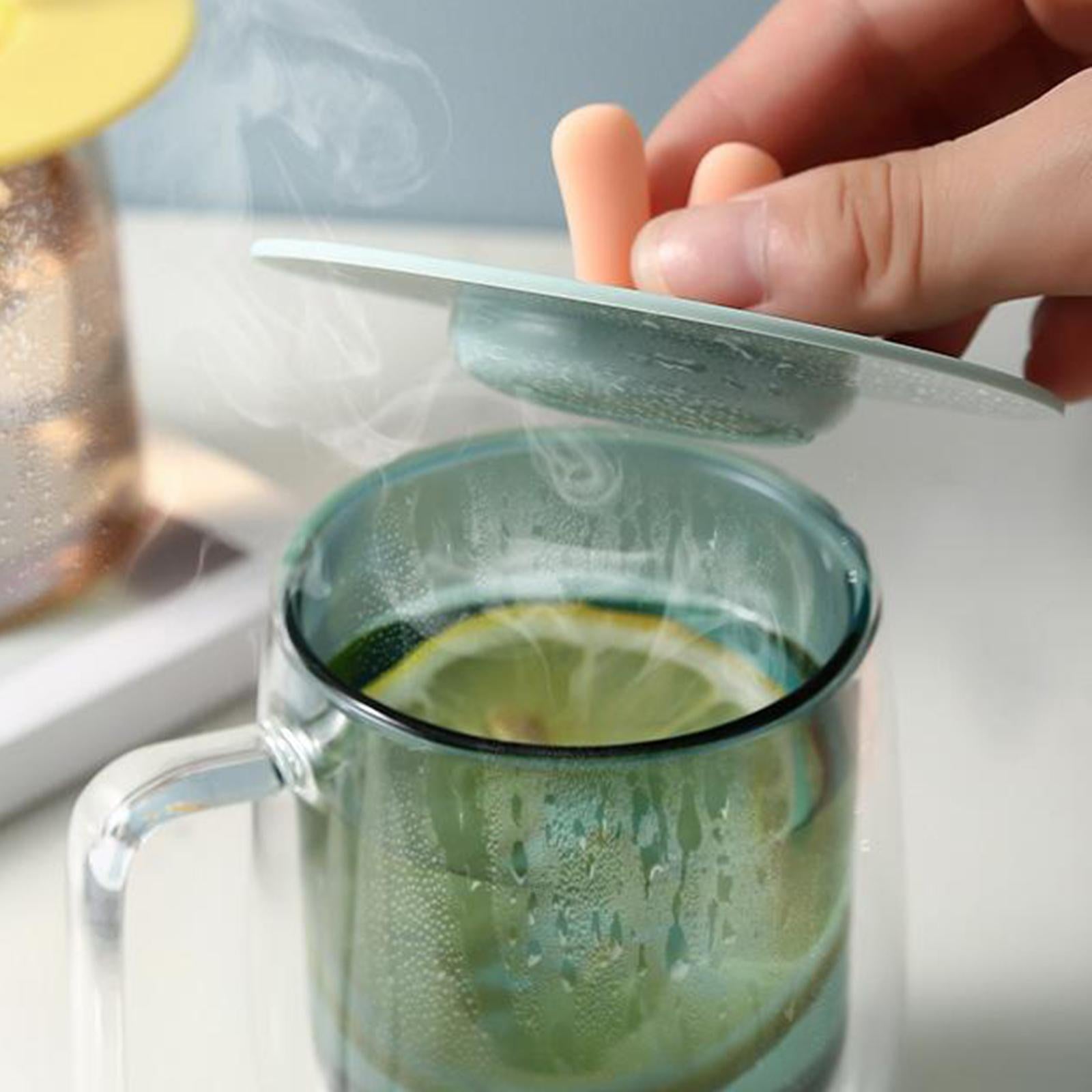 Lovely Silicone Cup Cover Coffee Mug Airtight Heat Resistant Drink Cup Lids Green