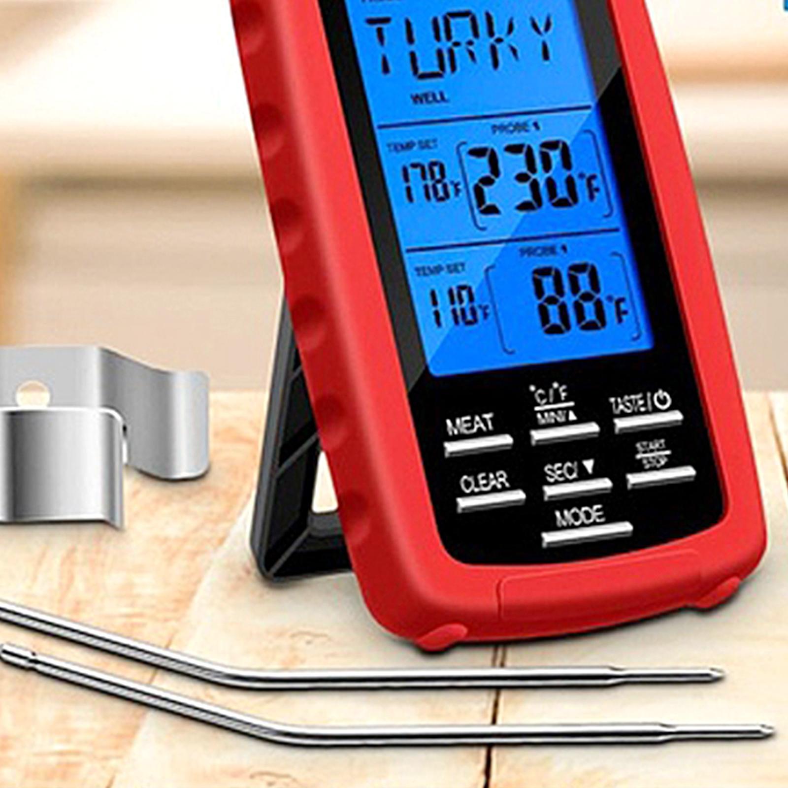 BBQ Food Thermometer Barbecue Baking Fry Chef Cooking Instant Read Red