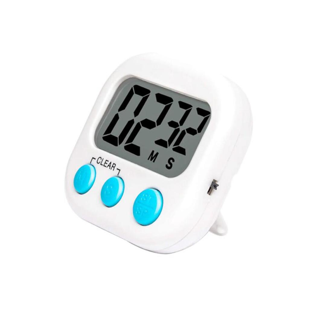 1pc Digital Kitchen Timer Clear Big Digits 0-99 Min for Cooking Office Clock white