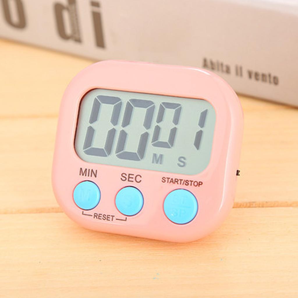 1pc Digital Kitchen Timer Clear Big Digits 0-99 Min for Cooking Office Clock pink