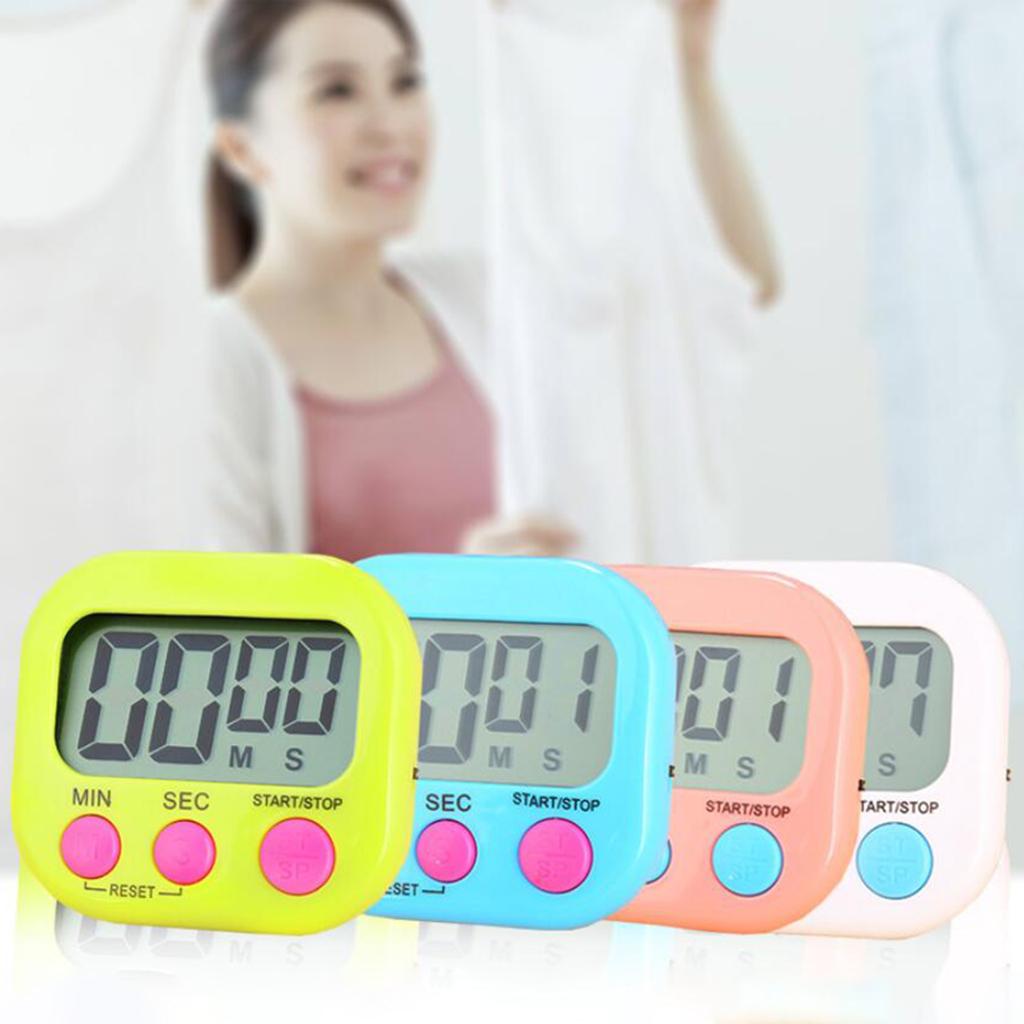 1pc Digital Kitchen Timer Clear Big Digits 0-99 Min for Cooking Office Clock pink