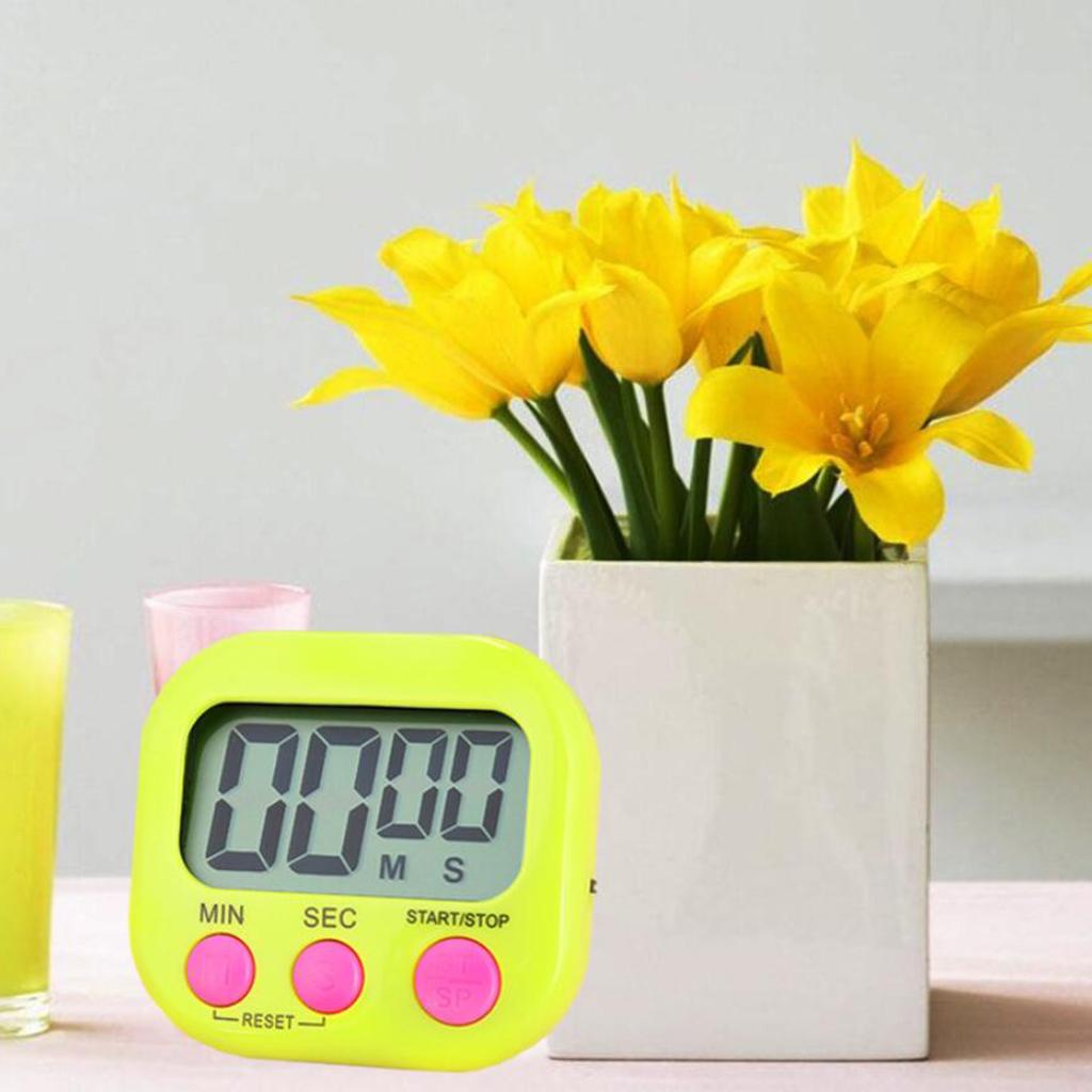 1pc Digital Kitchen Timer Clear Big Digits 0-99 Min for Cooking Office Clock yellow