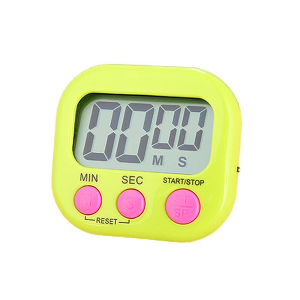 1pc Digital Kitchen Timer Clear Big Digits 0-99 Min for Cooking Office Clock yellow