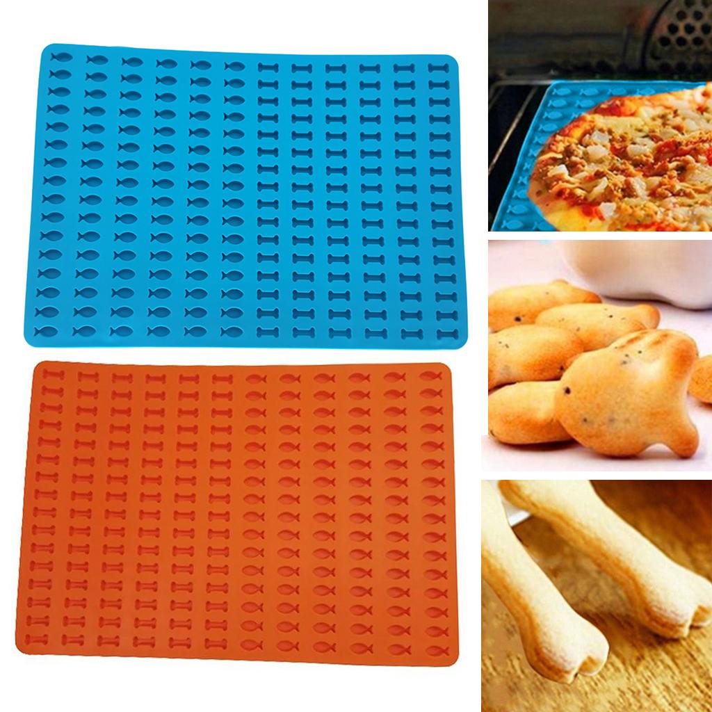 1pc Silicone Baking Mat Bone Fish for Dog Dog Treats Candy Chocolate Mould orange