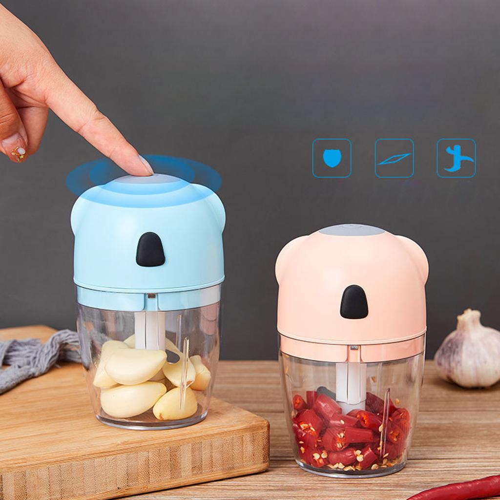 Electric Mini Garlic Chopper Food Processor Garlic Press Mincer Portable USB Pink