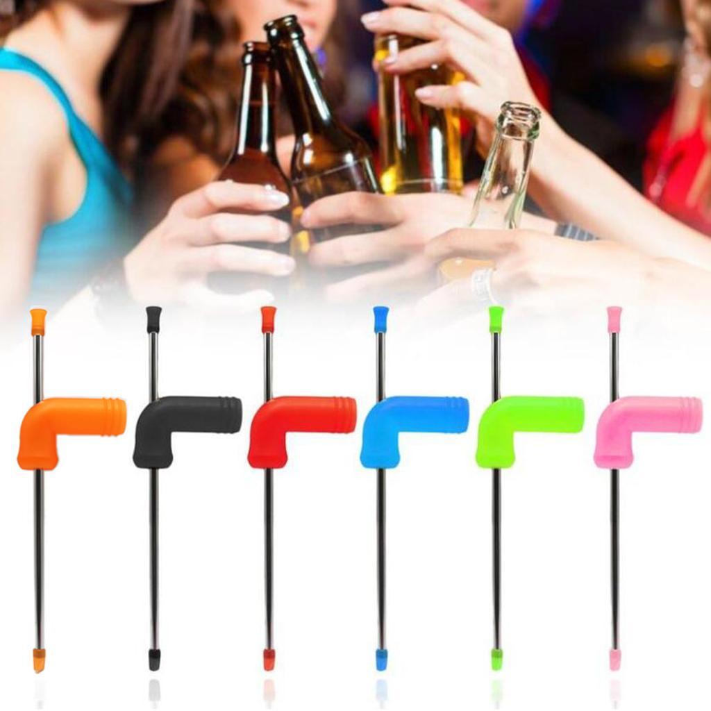 Beer Snorkel Dispenser Drink Bong Funnel Party Straw Tool Orange