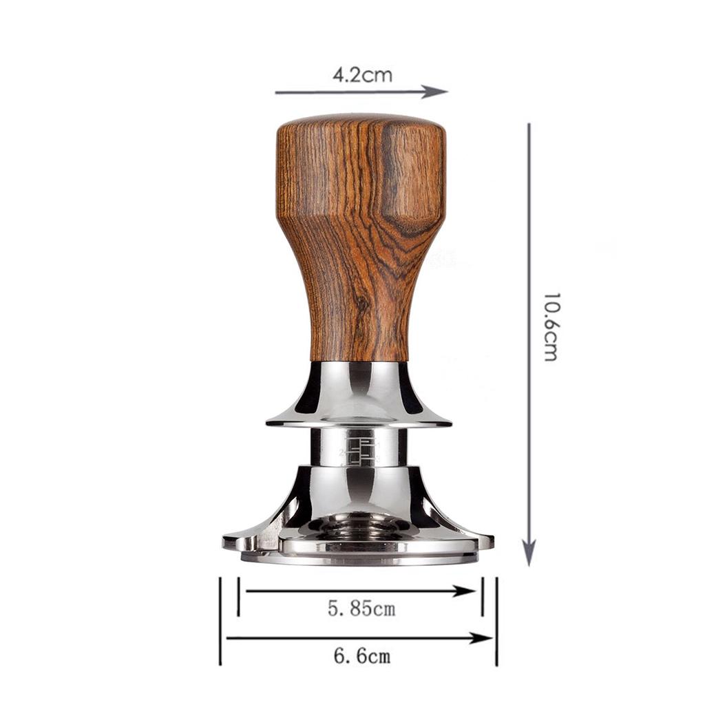 Stainless Steel Coffee Tamper Espresso Press 58.5mm Flat Base Sandalwood