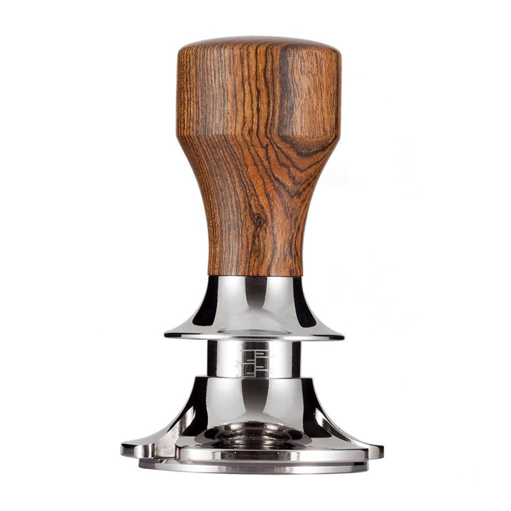 Stainless Steel Coffee Tamper Espresso Press 58.5mm Flat Base Sandalwood
