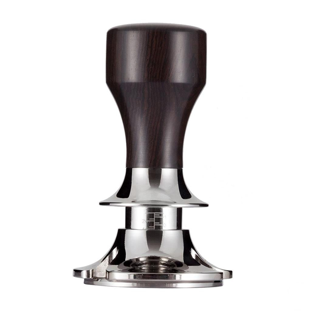 Stainless Steel Coffee Tamper Espresso Press 58.5mm Flat Base Rosewood