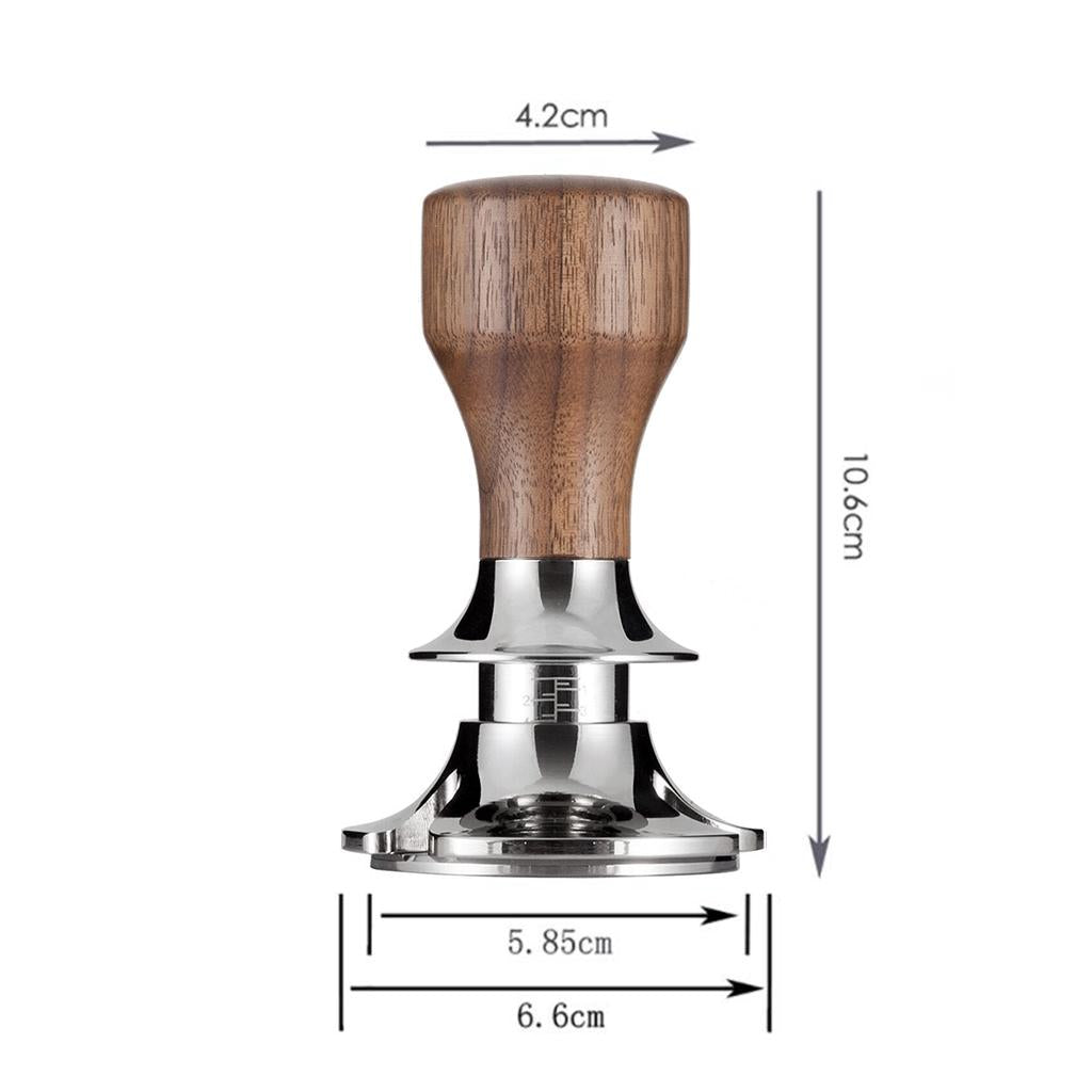 Stainless Steel Coffee Tamper Espresso Press 58.5mm Flat Base Walnut