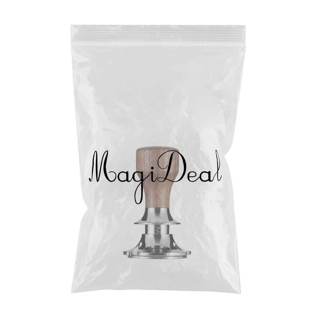 Stainless Steel Coffee Tamper Espresso Press 58.5mm Flat Base Walnut