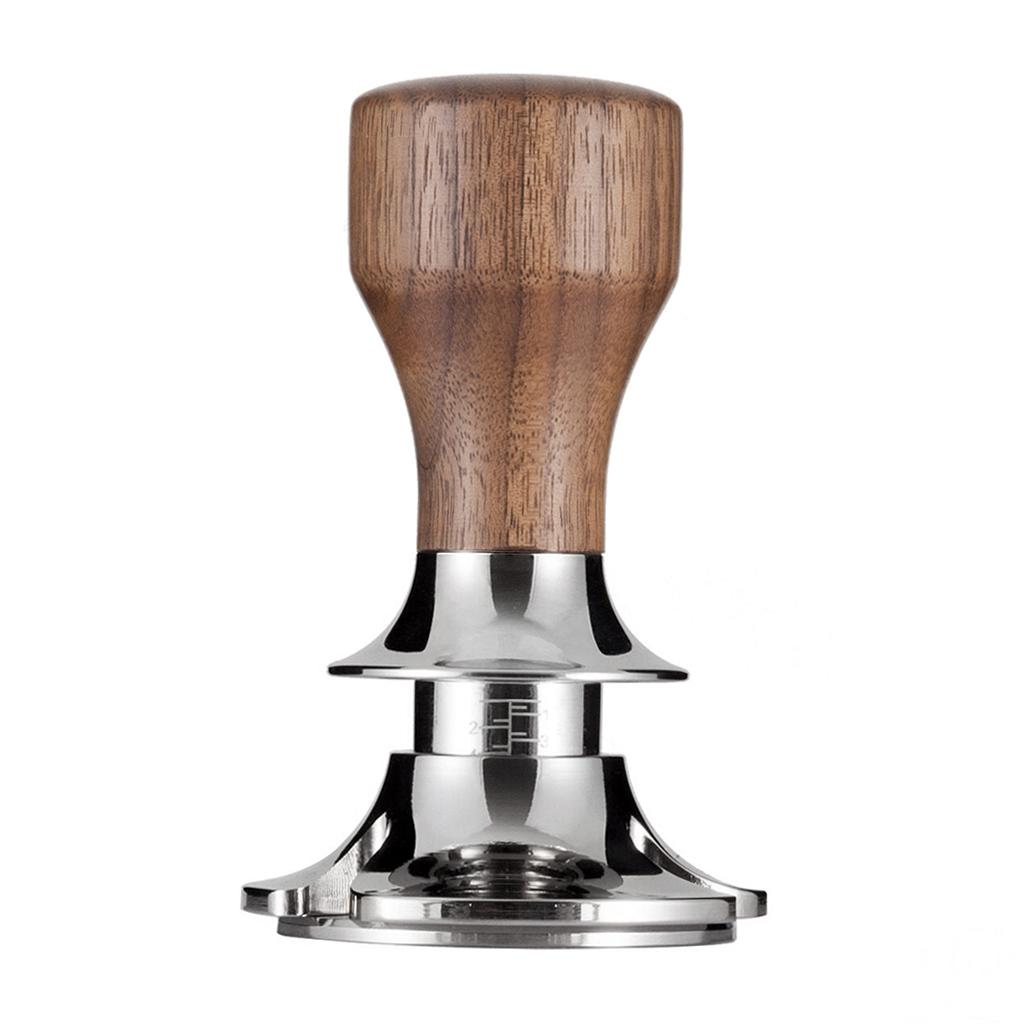 Stainless Steel Coffee Tamper Espresso Press 58.5mm Flat Base Walnut