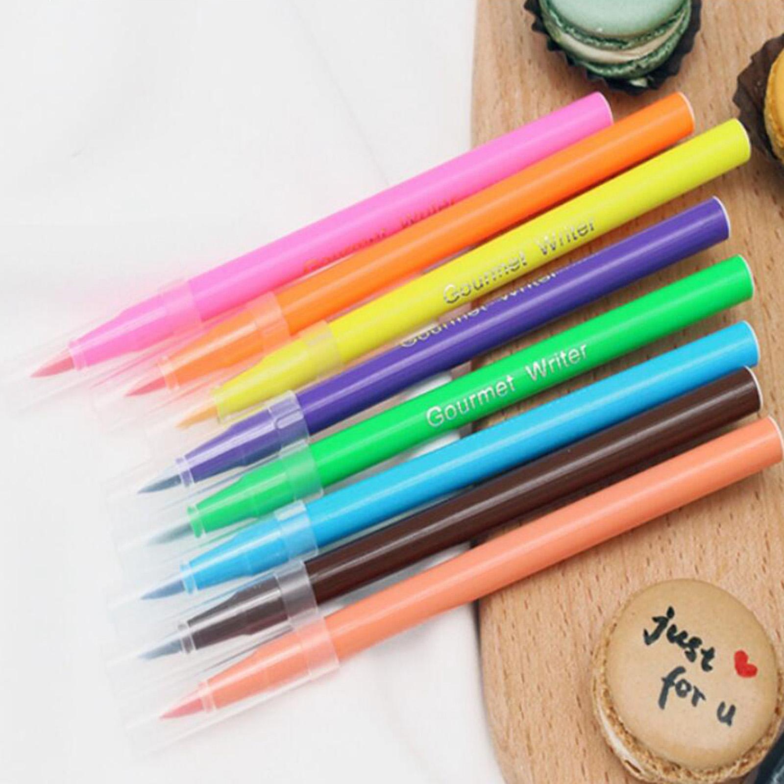 Cake Decorating Writing Food Colouring Pens Edible Marker Pen Brushes Black
