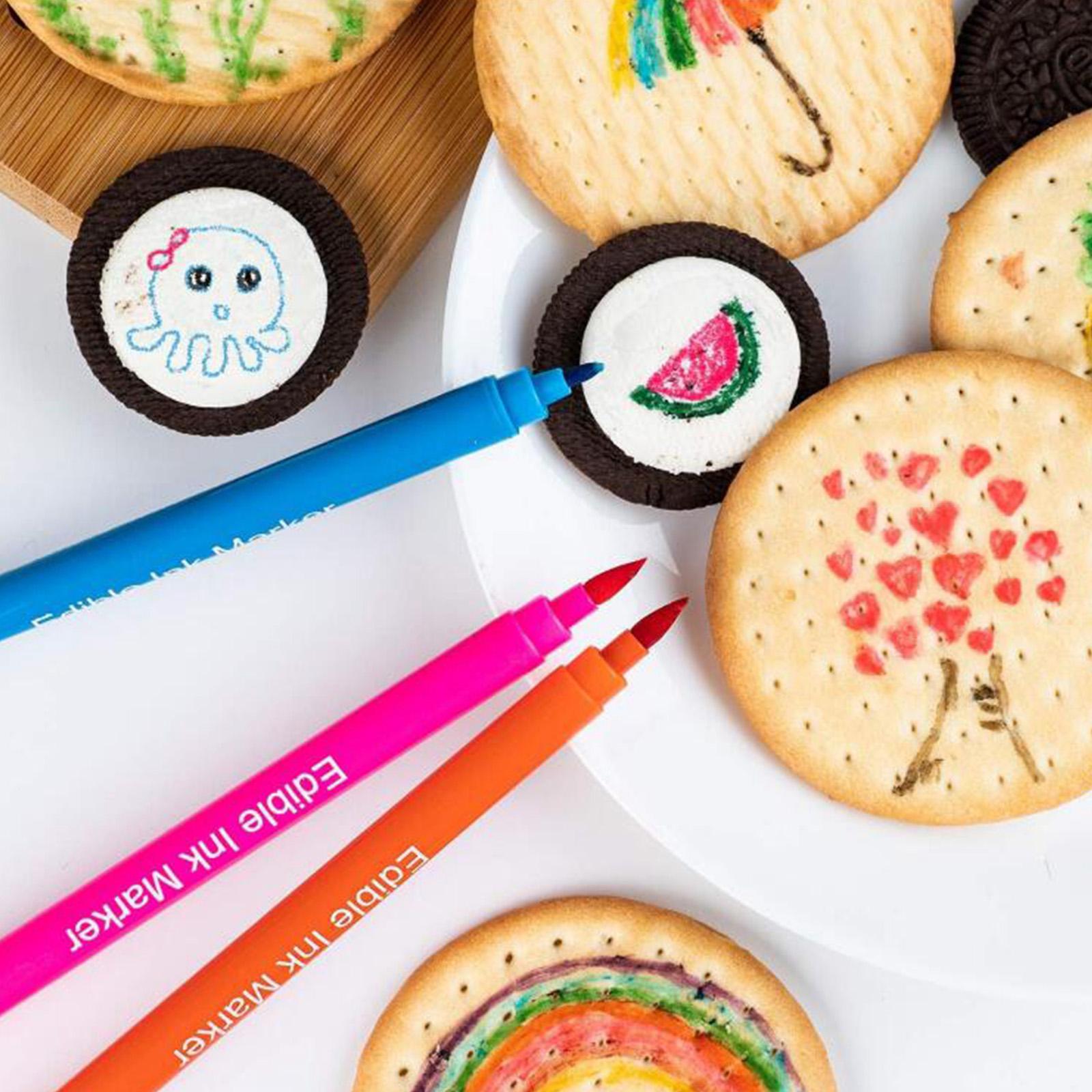 Cake Decorating Writing Food Colouring Pens Edible Marker Pen Brushes Blue