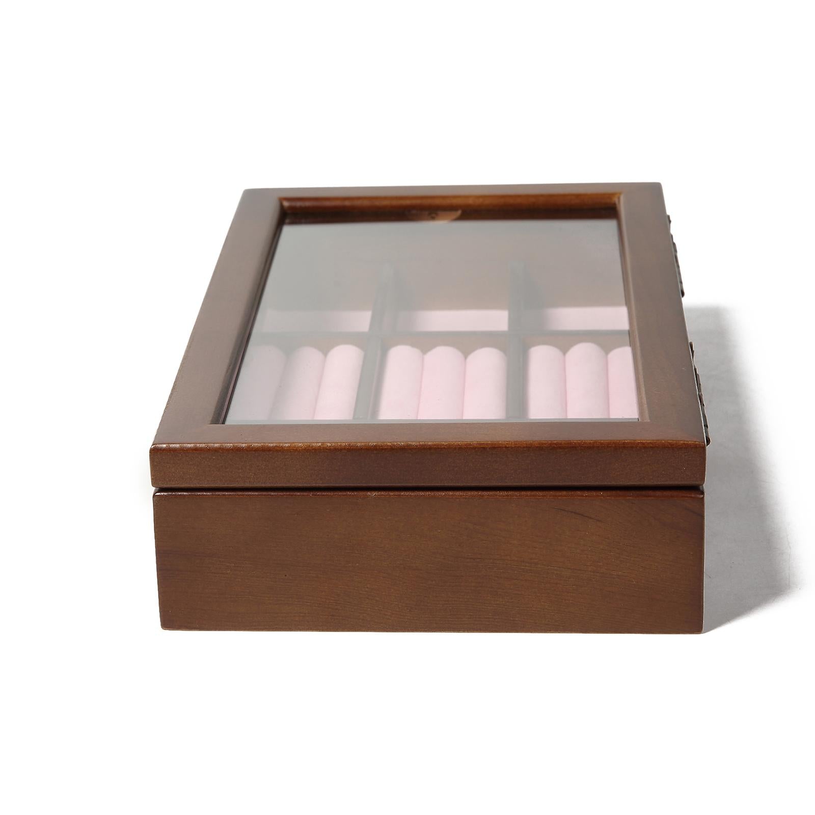 Transparent Top Wooden Jewelry Collection Display Box for Bracelets Rings