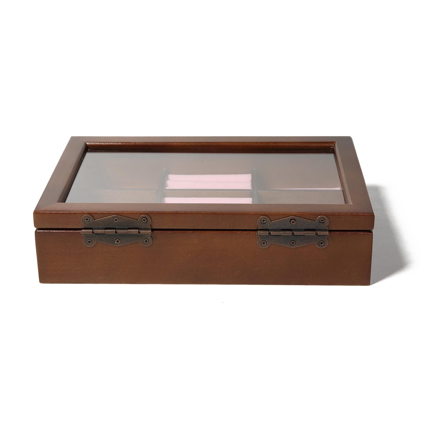 Transparent Top Wooden Jewelry Collection Display Box for Bracelets Rings