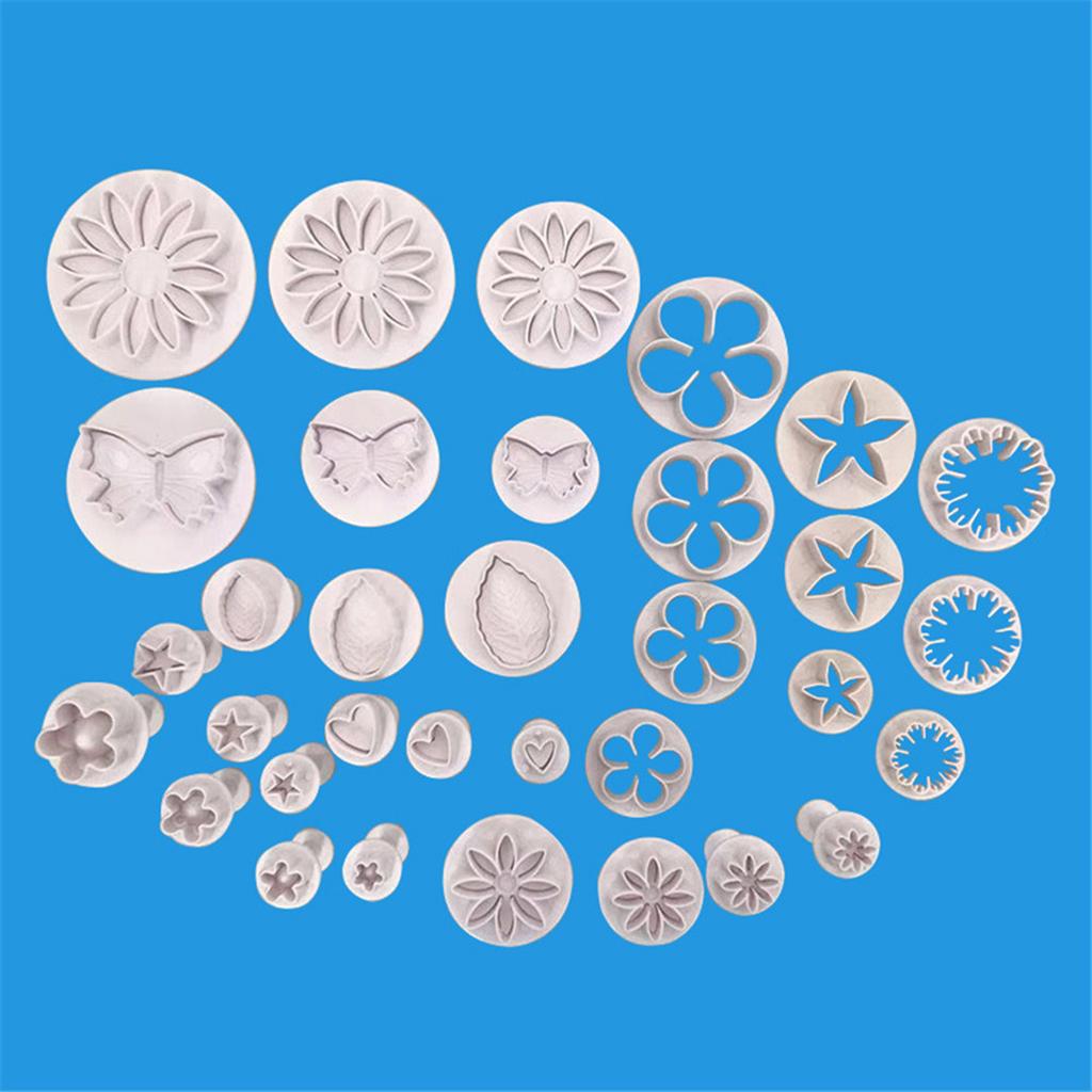 33 Pieces Cake Biscuit Plunger Cutter Leaf Butterfly Shape Decorating Mold