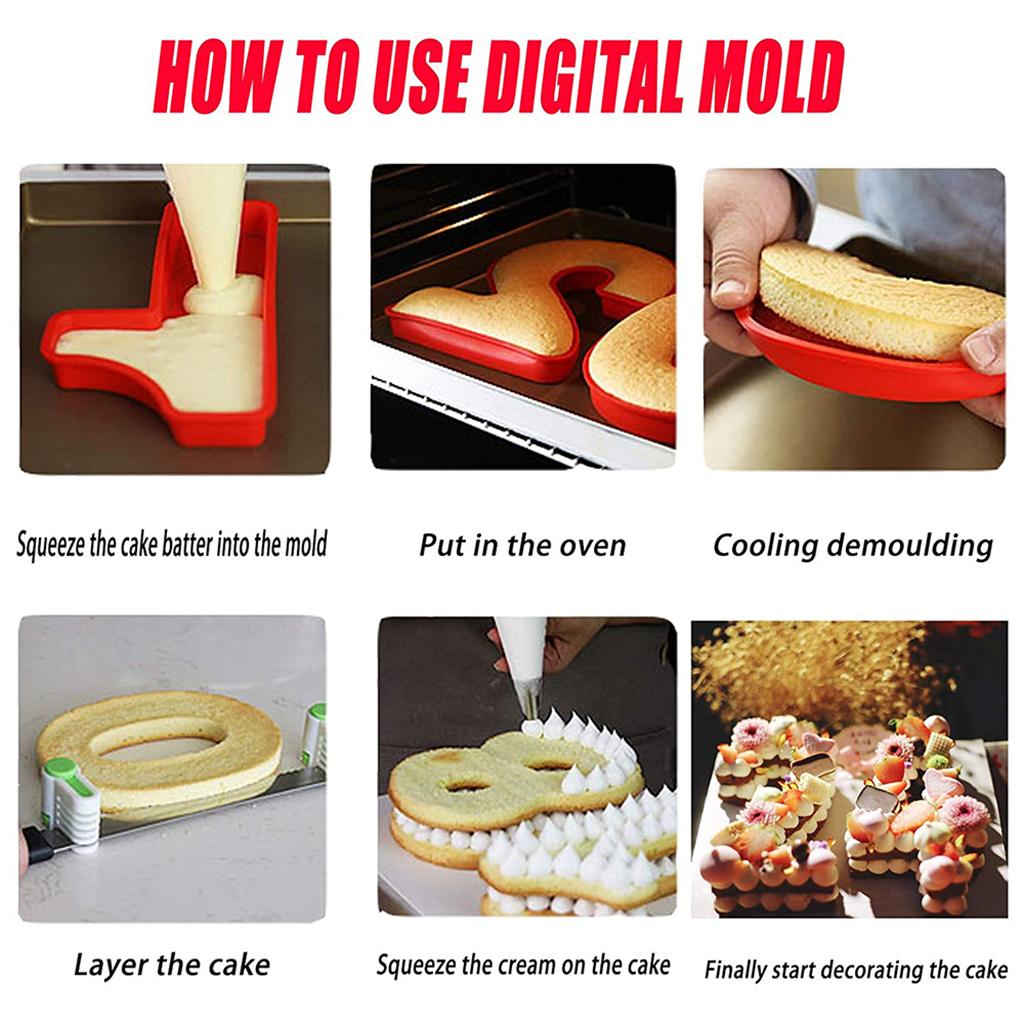Large Silicone 1-9 Number Cake Tin Mould Birthday Party Baking Mold Tool